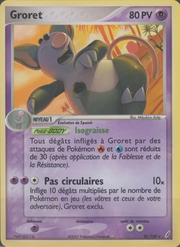 Carte Pokémon Groret 20/100 de l'extension EX Gardiens de Cristal