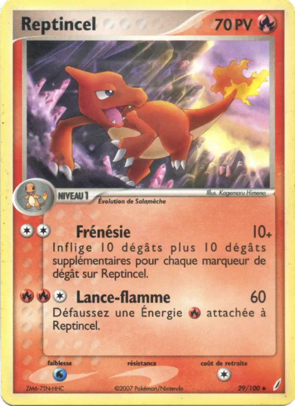 Carte Pokémon Reptincel 29/100 de l'extension EX Gardiens de Cristal