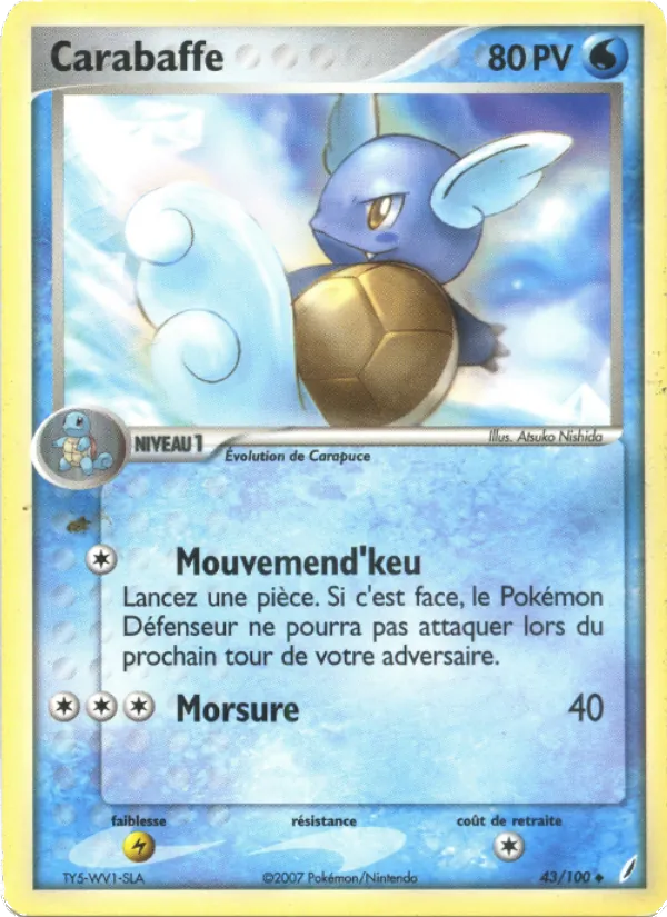 Carte Pokémon Carabaffe 43/100 de l'extension EX Gardiens de Cristal