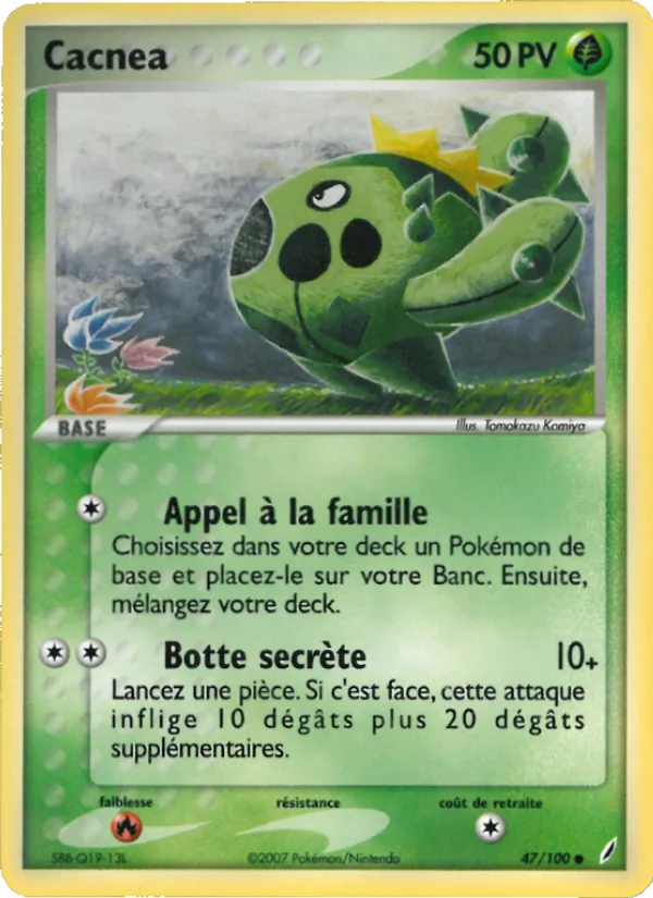 Carte Pokémon Cacnea 47/100 de l'extension EX Gardiens de Cristal