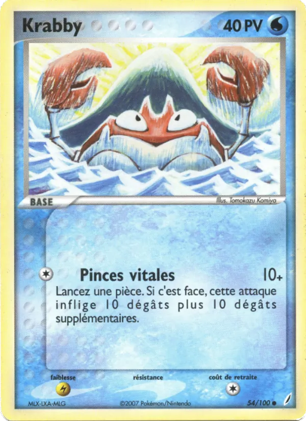 Carte Pokémon Krabby 54/100 de l'extension EX Gardiens de Cristal