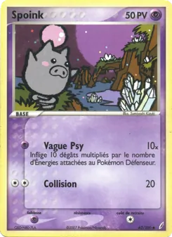 Carte Pokémon Spoink 62 — EX Gardiens de Cristal