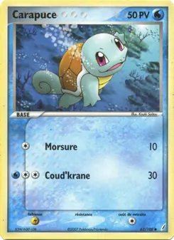 Carte Pokémon Carapuce 63 — EX Gardiens de Cristal