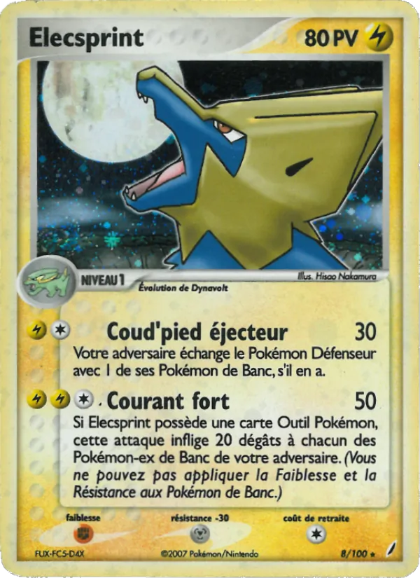 Carte Pokémon Elecsprint 8/100 de l'extension EX Gardiens de Cristal