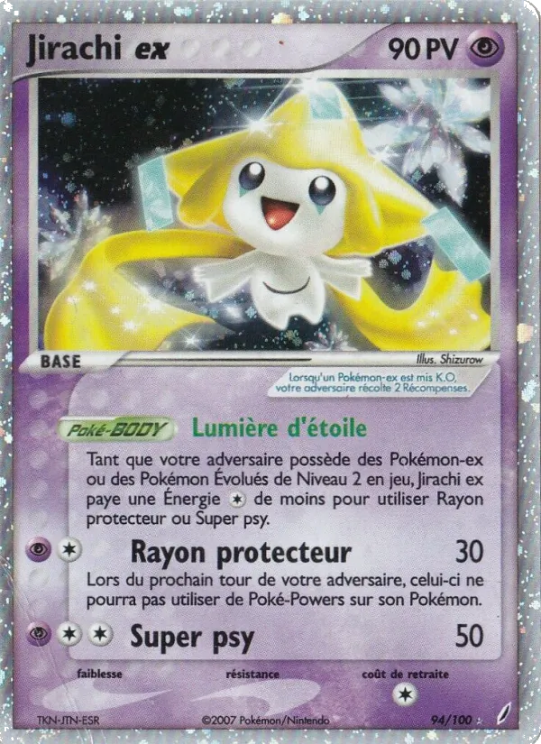Carte Pokémon Jirachi ex 94/100 de l'extension EX Gardiens de Cristal