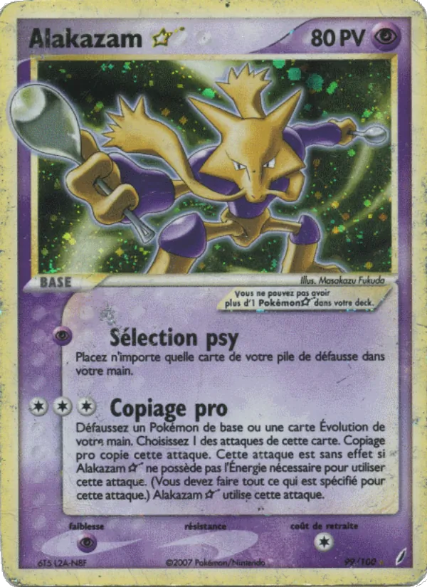 Carte Pokémon Alakazam ☆ 99/100 de l'extension EX Gardiens de Cristal