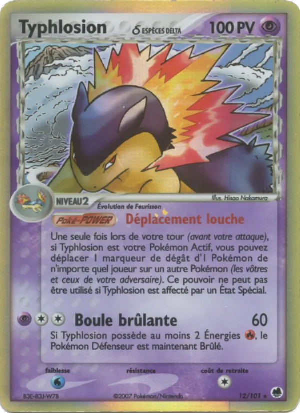 Carte Pokémon Typhlosion δ 12/101 de l'extension EX Île des Dragons
