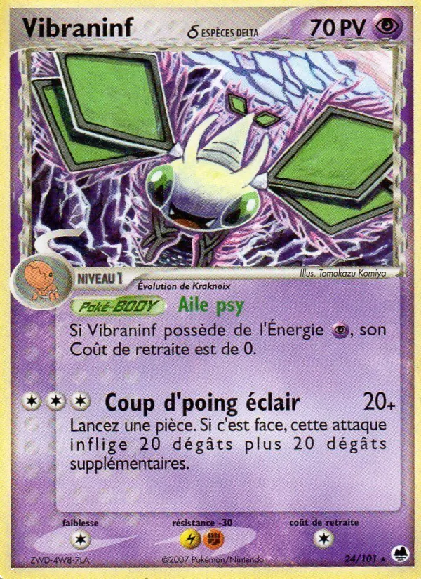 Carte Pokémon Vibraninf δ 24/101 de l'extension EX Île des Dragons