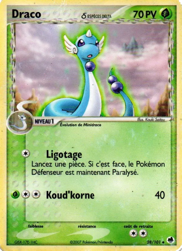 Carte Pokémon Draco δ 28/101 de l'extension EX Île des Dragons
