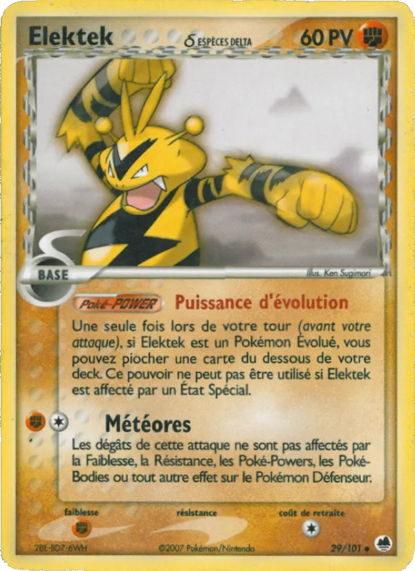 Carte Pokémon Elektek δ 29/101 de l'extension EX Île des Dragons