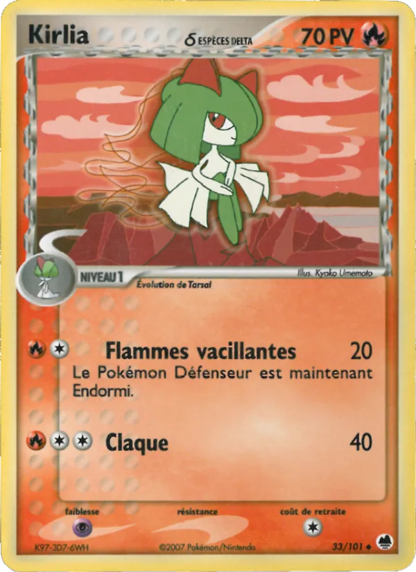 Carte Pokémon Kirlia δ 33/101 de l'extension EX Île des Dragons