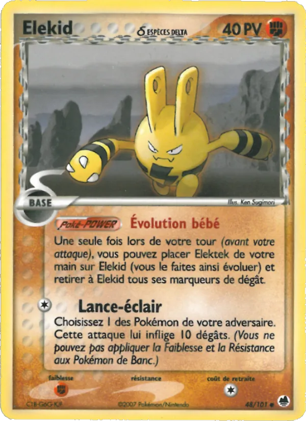 Carte Pokémon Elekid δ 48/101 de l'extension EX Île des Dragons