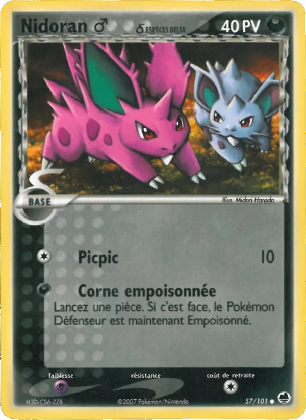 Carte Pokémon Nidoran ♂ δ 57/101 de l'extension EX Île des Dragons