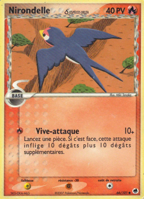 Carte Pokémon Nirondelle δ 66/101 de l'extension EX Île des Dragons