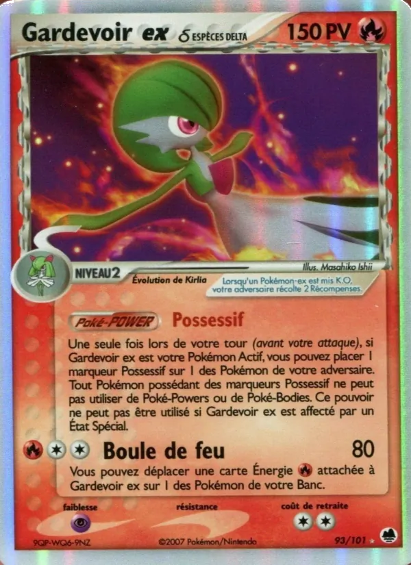 Carte Pokémon Gardevoir ex δ 93/101 de l'extension EX Île des Dragons