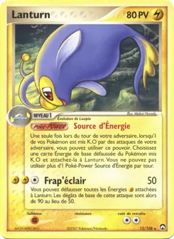 Carte Pokémon Lanturn 15 — EX Gardiens du Pouvoir