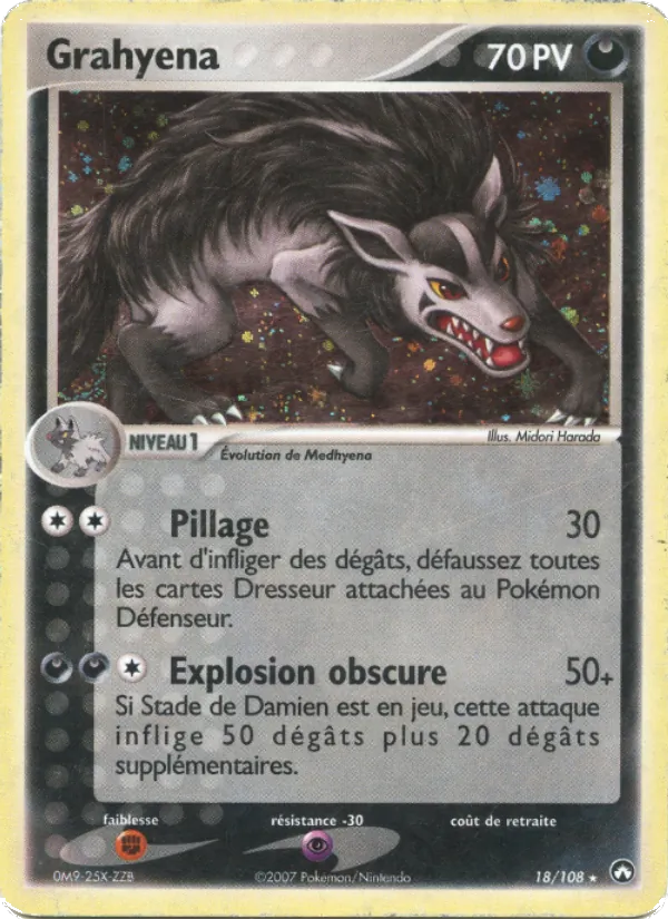 Carte Pokémon Grahyena 18/108 de l'extension EX Gardiens du Pouvoir