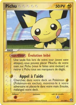 Carte Pokémon Pichu 21 — EX Gardiens du Pouvoir