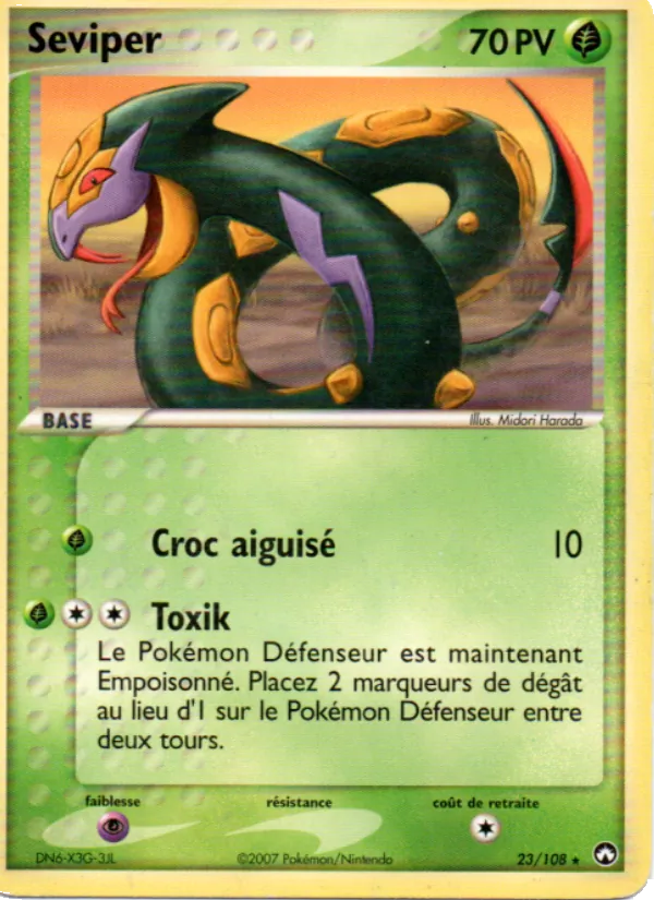 Carte Pokémon Seviper 23/108 de l'extension EX Gardiens du Pouvoir