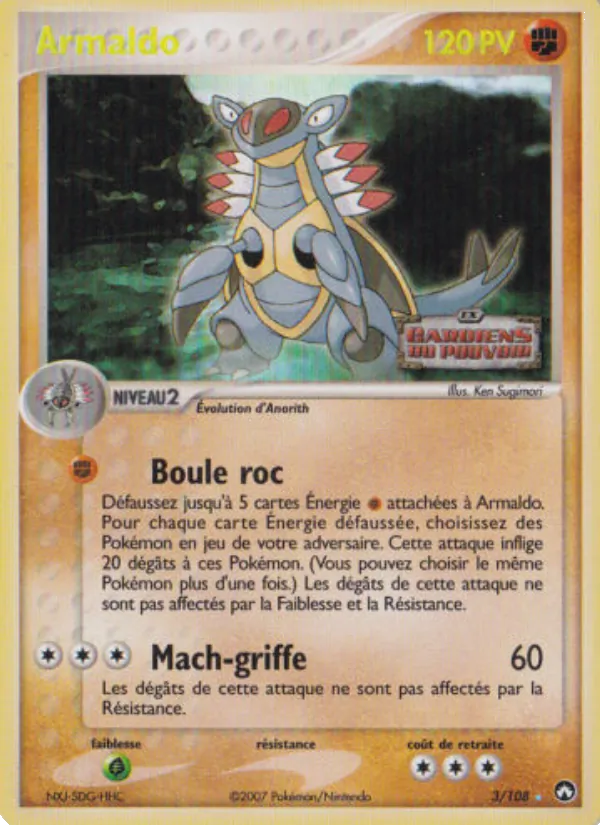 Carte Pokémon Armaldo 3/108 de l'extension EX Gardiens du Pouvoir