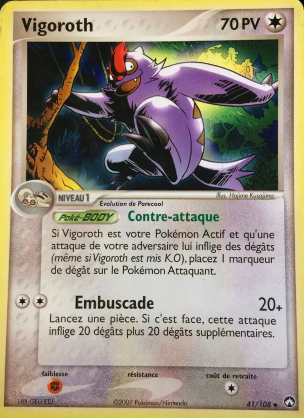 Carte Pokémon Vigoroth 41/108 de l'extension EX Gardiens du Pouvoir