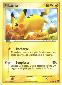 Carte Pokémon Pikachu 57 — EX Gardiens du Pouvoir