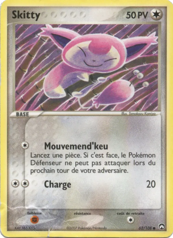 Carte Pokémon Skitty 62/108 de l'extension EX Gardiens du Pouvoir