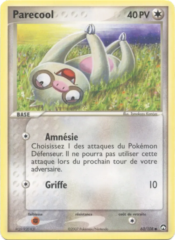 Carte Pokémon Parecool 63/108 de l'extension EX Gardiens du Pouvoir