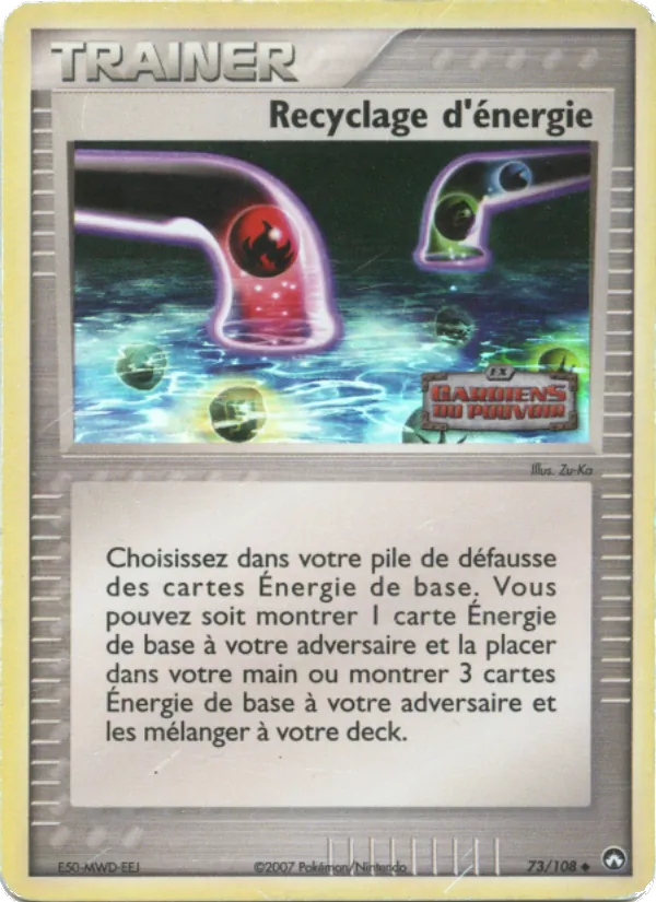 Carte Pokémon Recyclage d'énergie 73/108 de l'extension EX Gardiens du Pouvoir