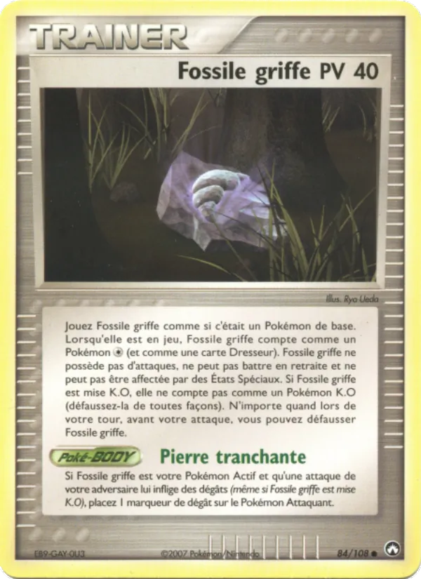 Carte Pokémon Fossile griffe 84/108 de l'extension EX Gardiens du Pouvoir