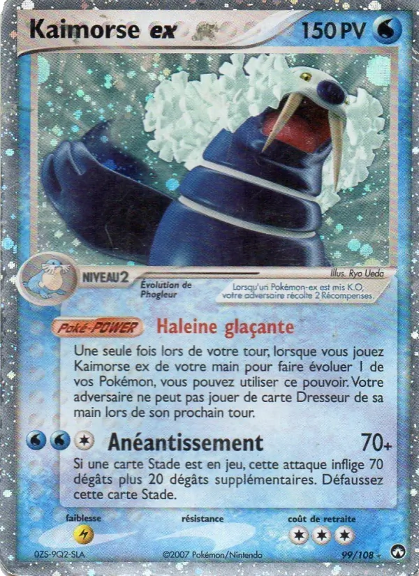 Carte Pokémon Kaimorse ex 99/108 de l'extension EX Gardiens du Pouvoir