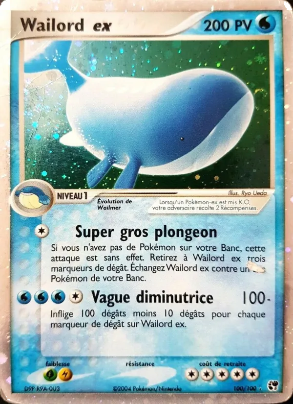 Carte Pokémon Wailord ex 100/100 de l'extension EX Tempête de sable