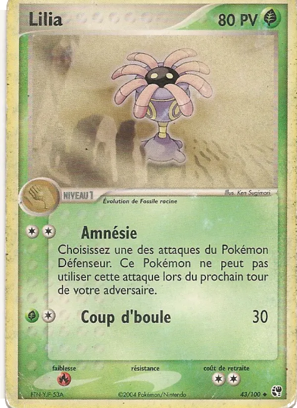 Carte Pokémon Lilia 43/100 de l'extension EX Tempête de sable