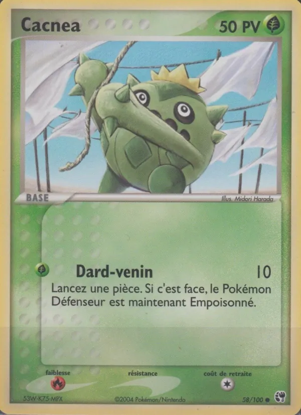 Carte Pokémon Cacnea 58/100 de l'extension EX Tempête de sable