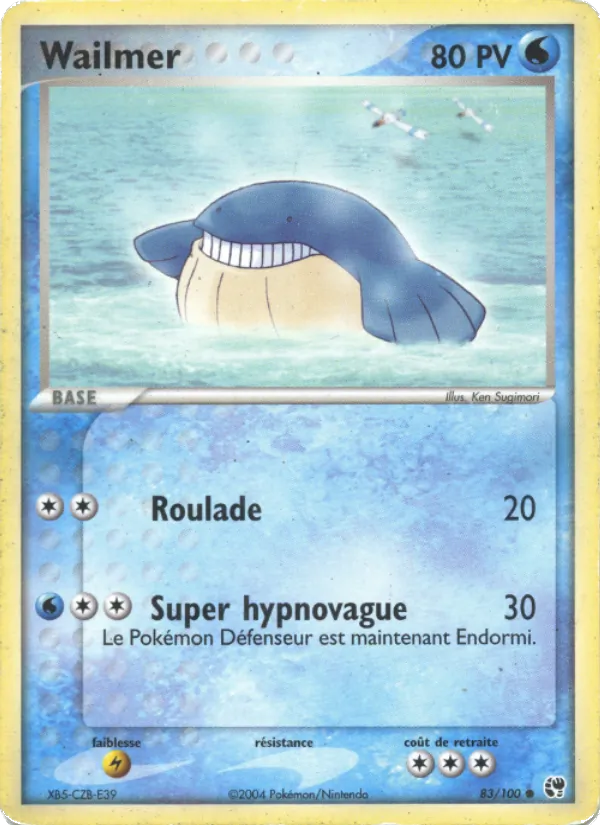 Carte Pokémon Wailmer 83/100 de l'extension EX Tempête de sable