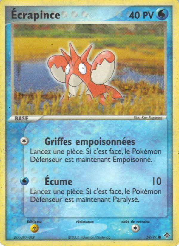 Carte Pokémon Écrapince 52/97 de l'extension EX Dragon