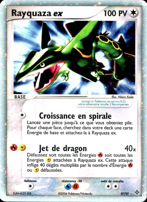 Carte Pokémon Rayquaza ex 97/97 de l'extension EX Dragon