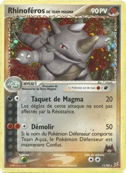 Carte Pokémon Rhinoféros de Team Magma 11 — EX Team Magma vs Team Aqua