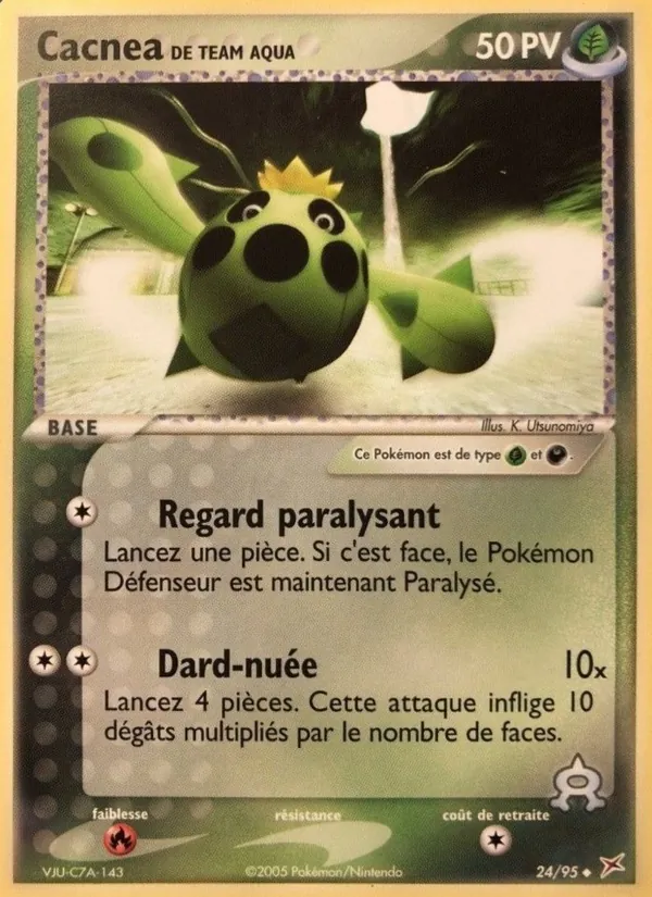 Carte Pokémon Cacnea de Team Aqua 24/95 de l'extension EX Team Magma vs Team Aqua