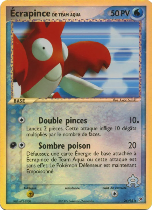 Carte Pokémon Écrapince de Team Aqua 26/95 de l'extension EX Team Magma vs Team Aqua
