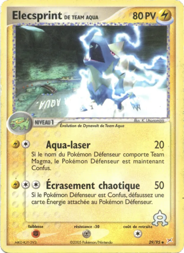 Carte Pokémon Elecsprint de Team Aqua 29/95 de l'extension EX Team Magma vs Team Aqua