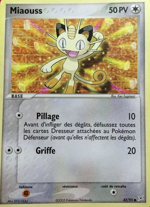 Carte Pokémon Miaouss 42/95 de l'extension EX Team Magma vs Team Aqua