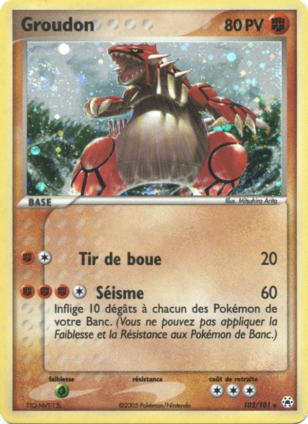 Carte Pokémon Groudon 102/101 de l'extension EX Légendes Oubliées