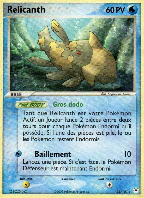 Carte Pokémon Relicanth 24/101 de l'extension EX Légendes Oubliées