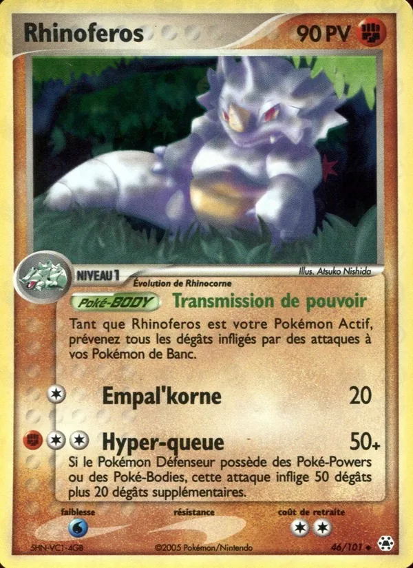 Carte Pokémon Rhinoferos 46/101 de l'extension EX Légendes Oubliées