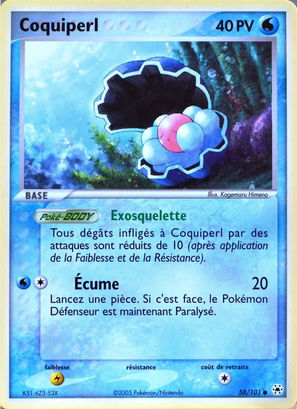 Carte Pokémon Coquiperl 58/101 de l'extension EX Légendes Oubliées