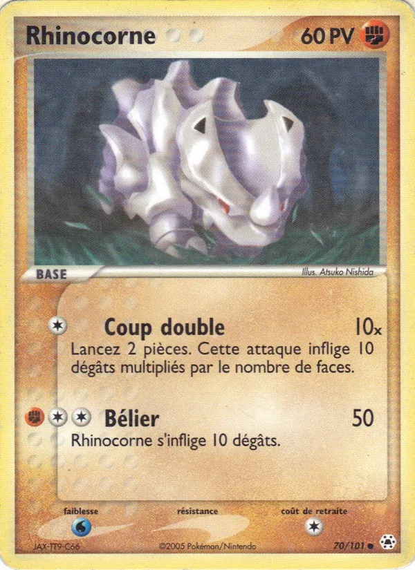 Carte Pokémon Rhinocorne 70/101 de l'extension EX Légendes Oubliées