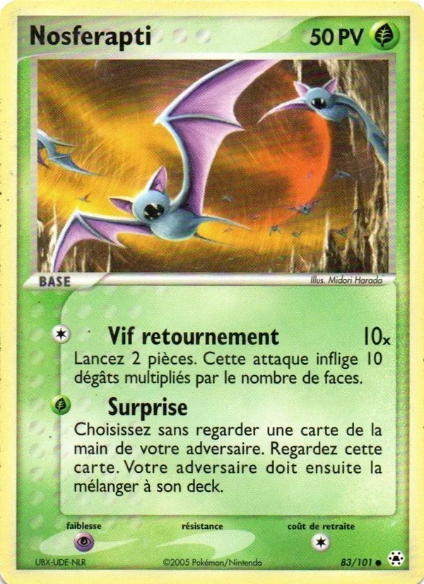 Carte Pokémon Nosferapti 83/101 de l'extension EX Légendes Oubliées