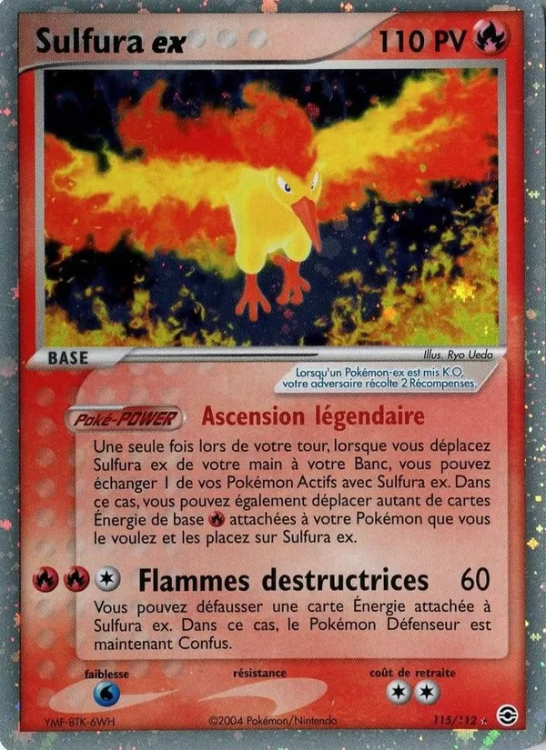 Carte Pokémon Sulfura ex 115/112 de l'extension EX Rouge Feu & Vert Feuille