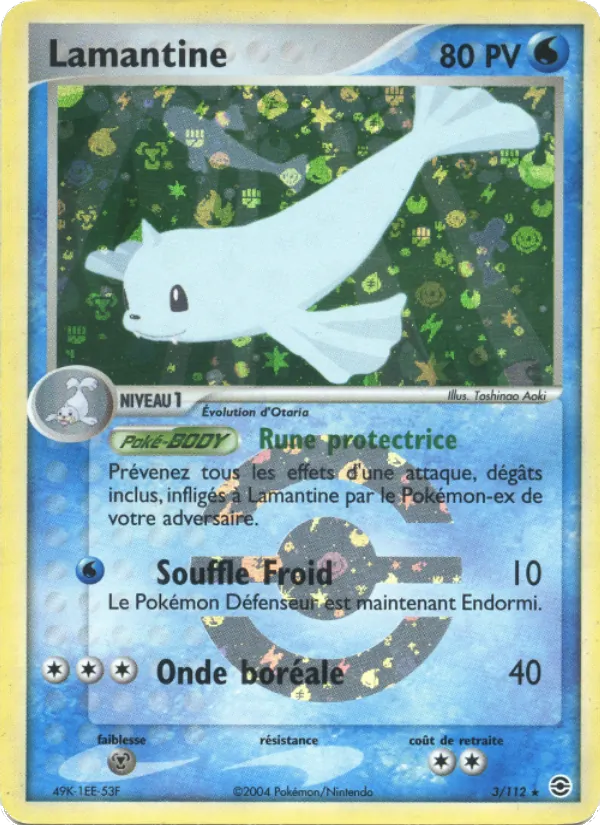 Carte Pokémon Lamantine 3/112 de l'extension EX Rouge Feu & Vert Feuille